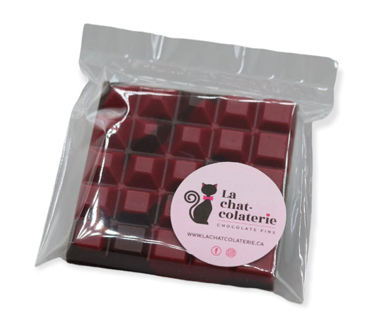 Tablette bijoux chocolat noir et chocolat à la framboise